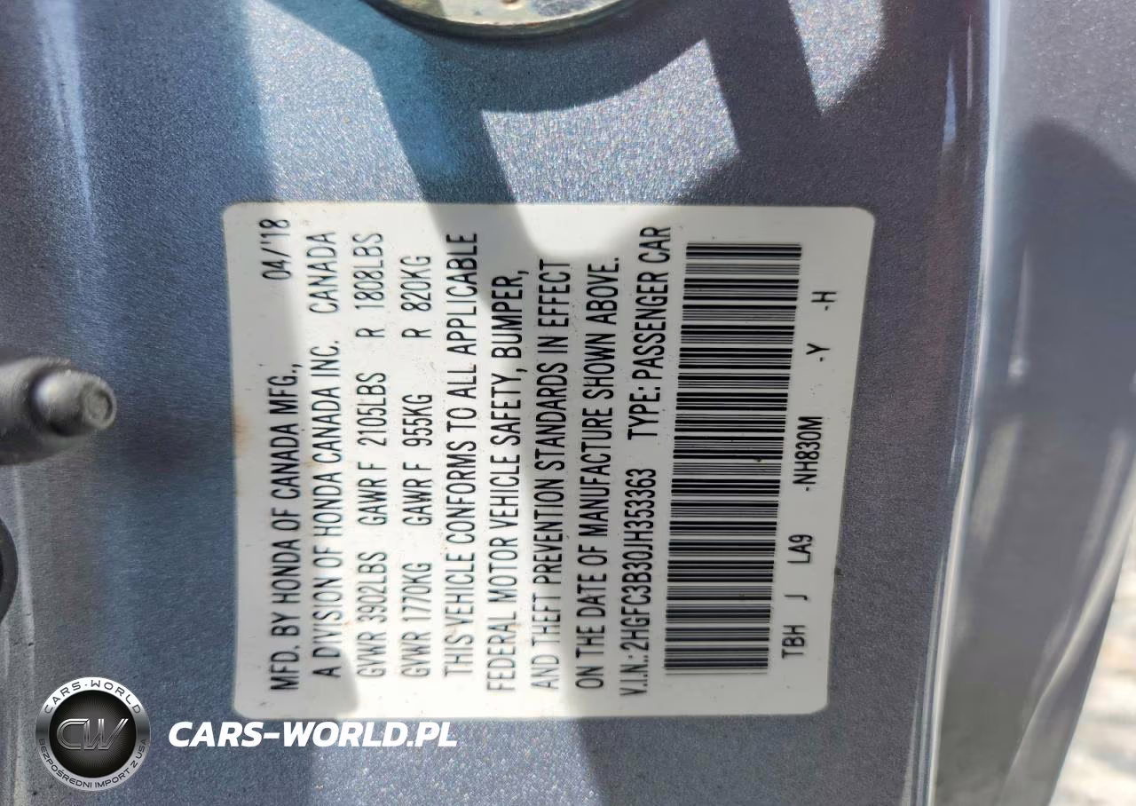 2018 Honda Civic Ex VIN:2HGFC3B30JH353363 - 12