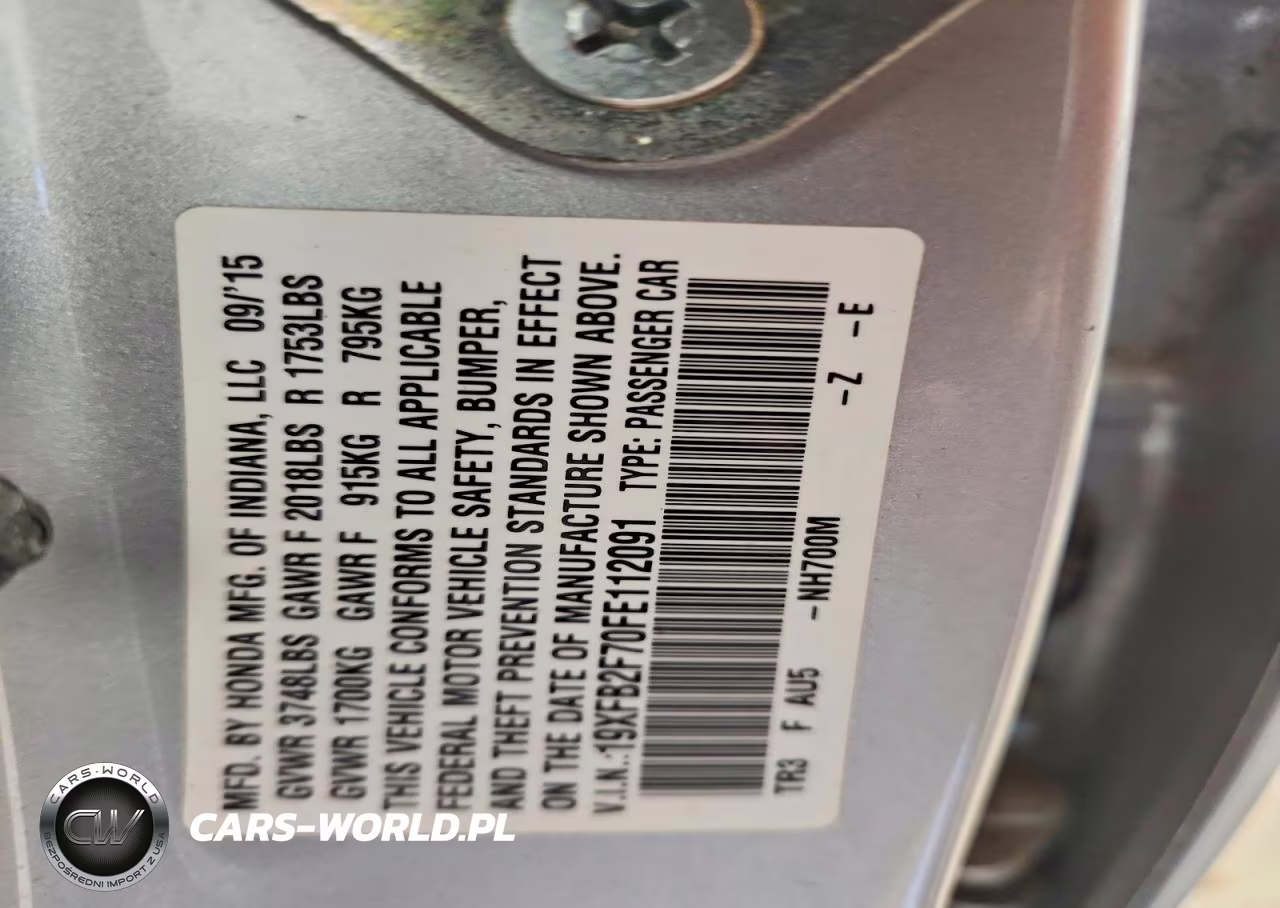 2015 Honda Civic Se VIN:19XFB2F70FE112091 - 12