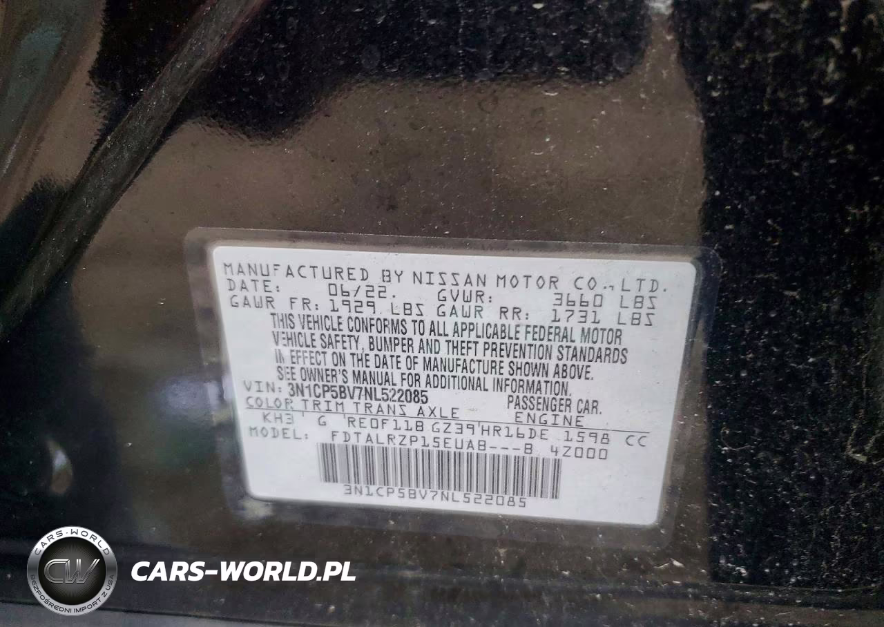 2022 Nissan Kicks S VIN:3N1CP5BV7NL522085 - 12