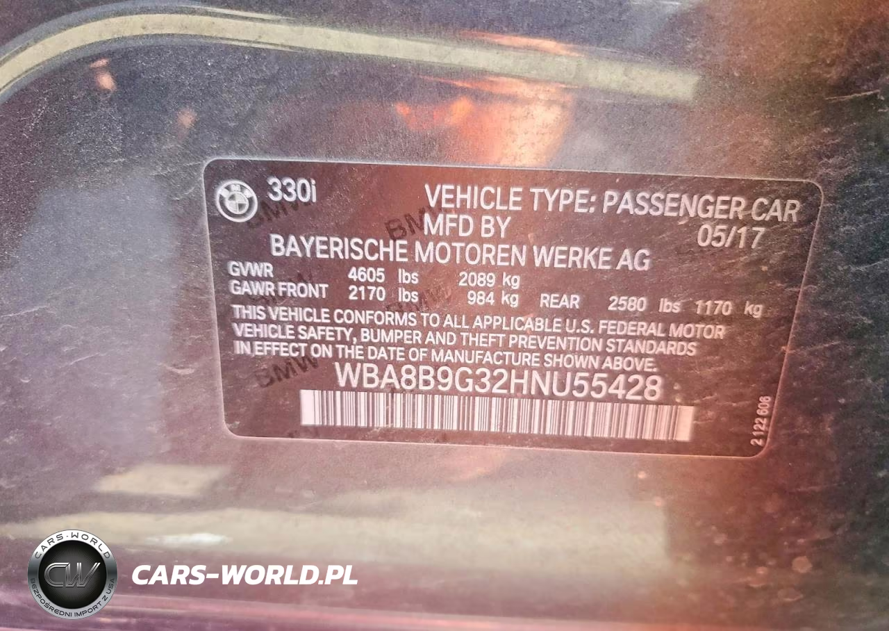 2017 BMW 330 I VIN:WBA8B9G32HNU55428 - 12