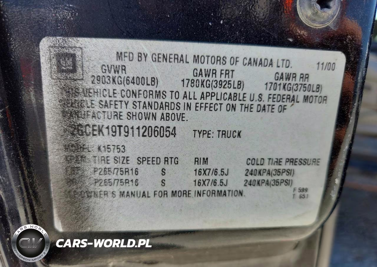 2001 Chevrolet Silverado K1500 VIN:2GCEK19T911206054 - 12