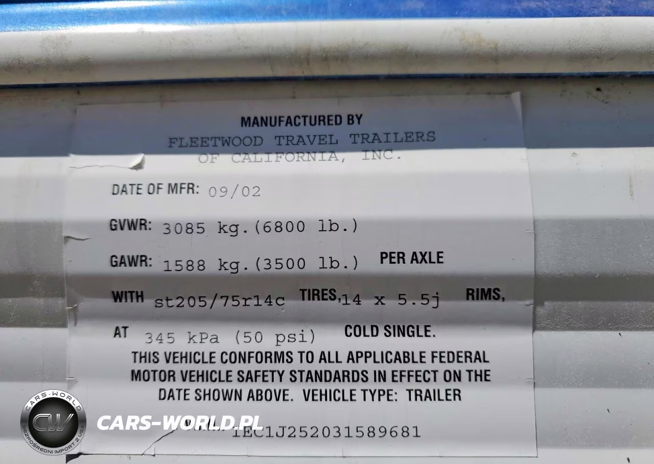 2003 Fleetwood Prowler Camper VIN:1EC1J252031589681 - 10