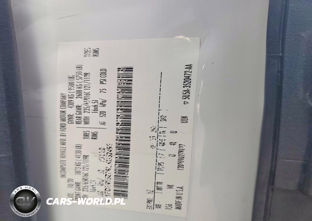 2020 Ford Transit Delivery Truck VIN:1FDBW5Z88LKB52495 - 12