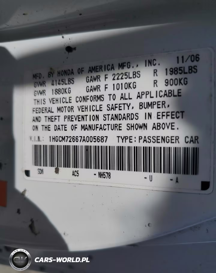 2007 Honda Accord Ex VIN:1HGCM72667A005687 - 12