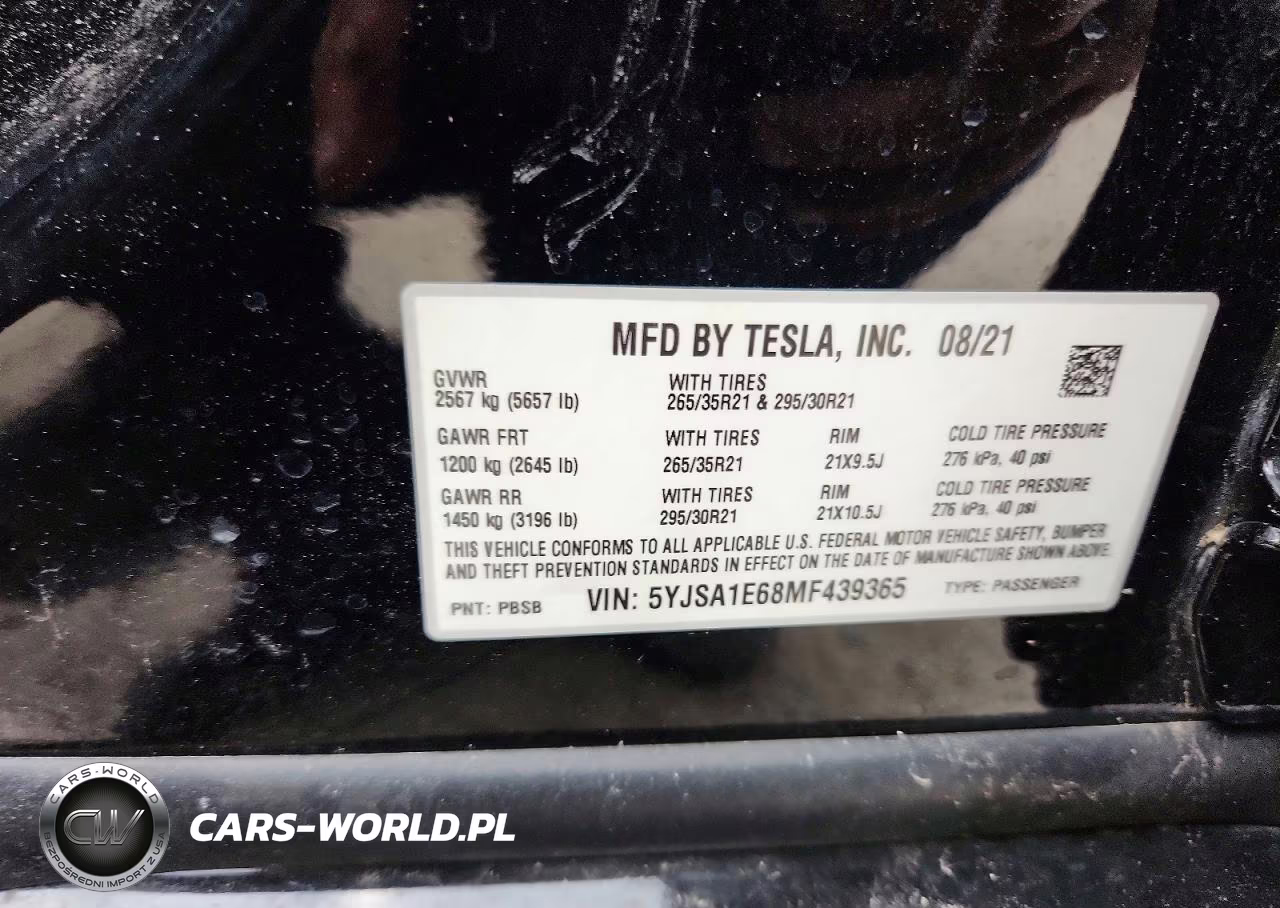 2021 Tesla Model S VIN:5YJSA1E68MF439365 - 13