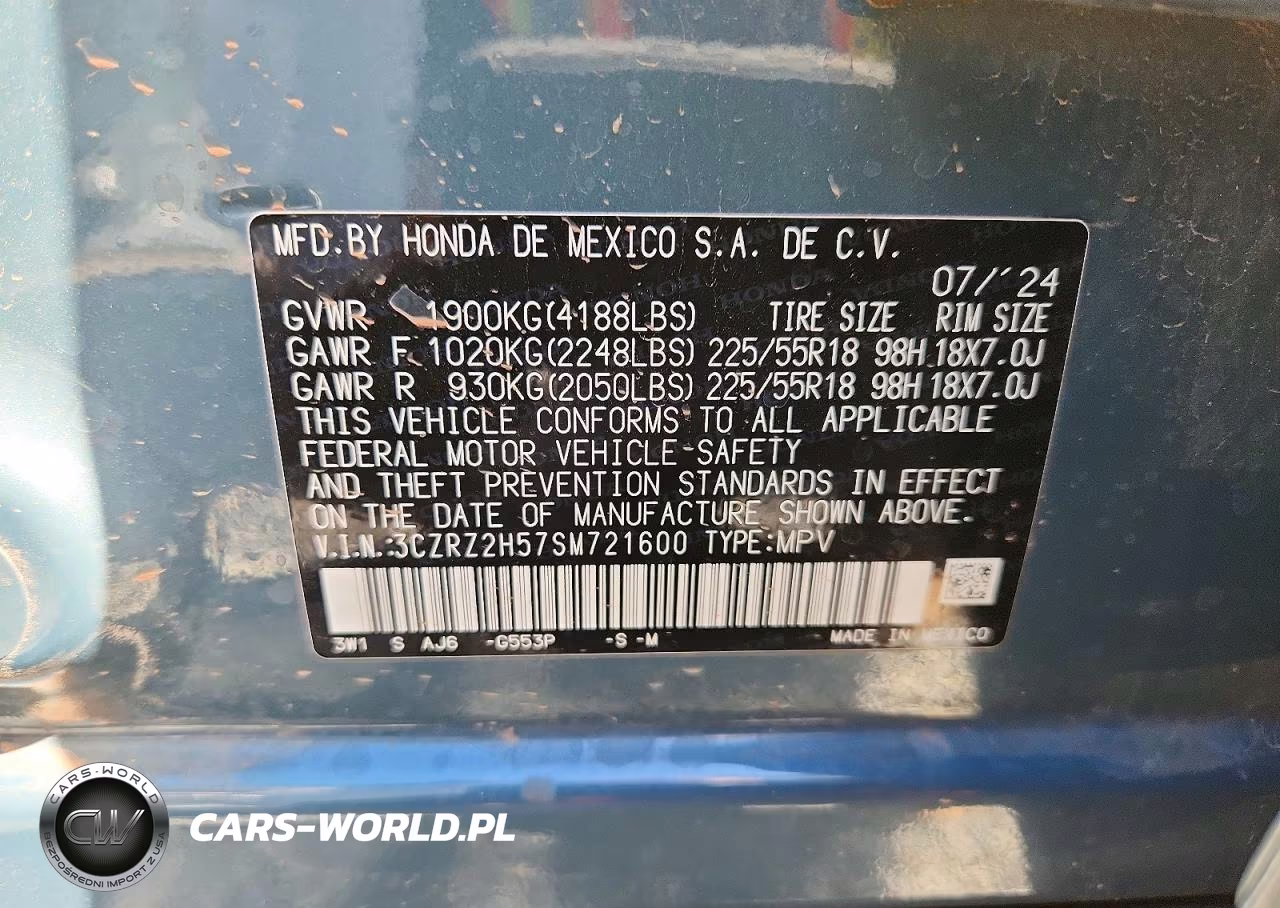 2025 Honda Hr-V Sport VIN:3CZRZ2H57SM721600 - 13