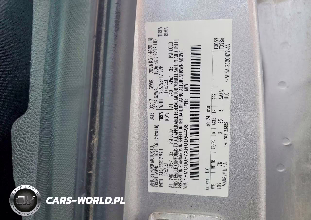 2017 Ford Escape S VIN:1FMCU0F7XHUD54498 - 13