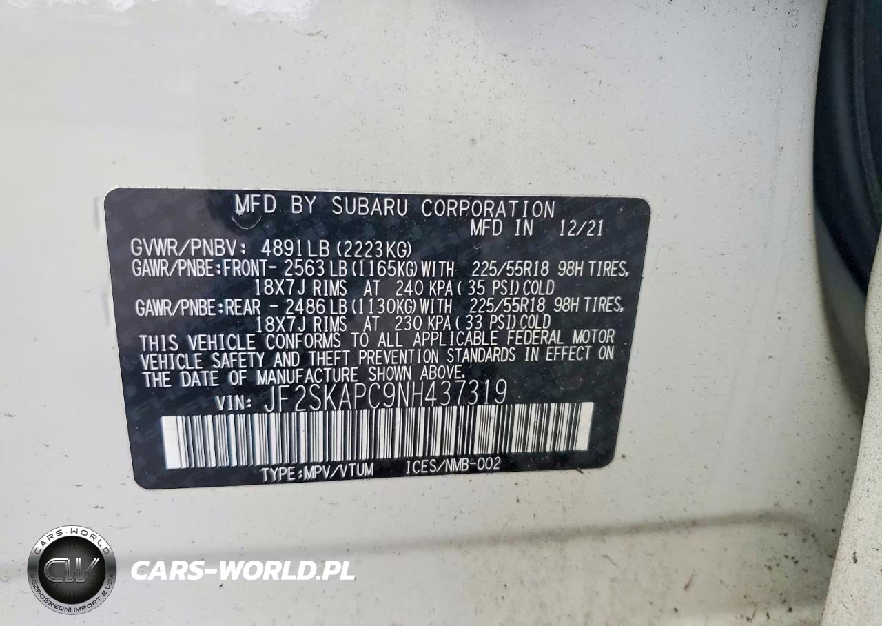 2022 Subaru Forester Limited VIN:JF2SKAPC9NH437319 - 12