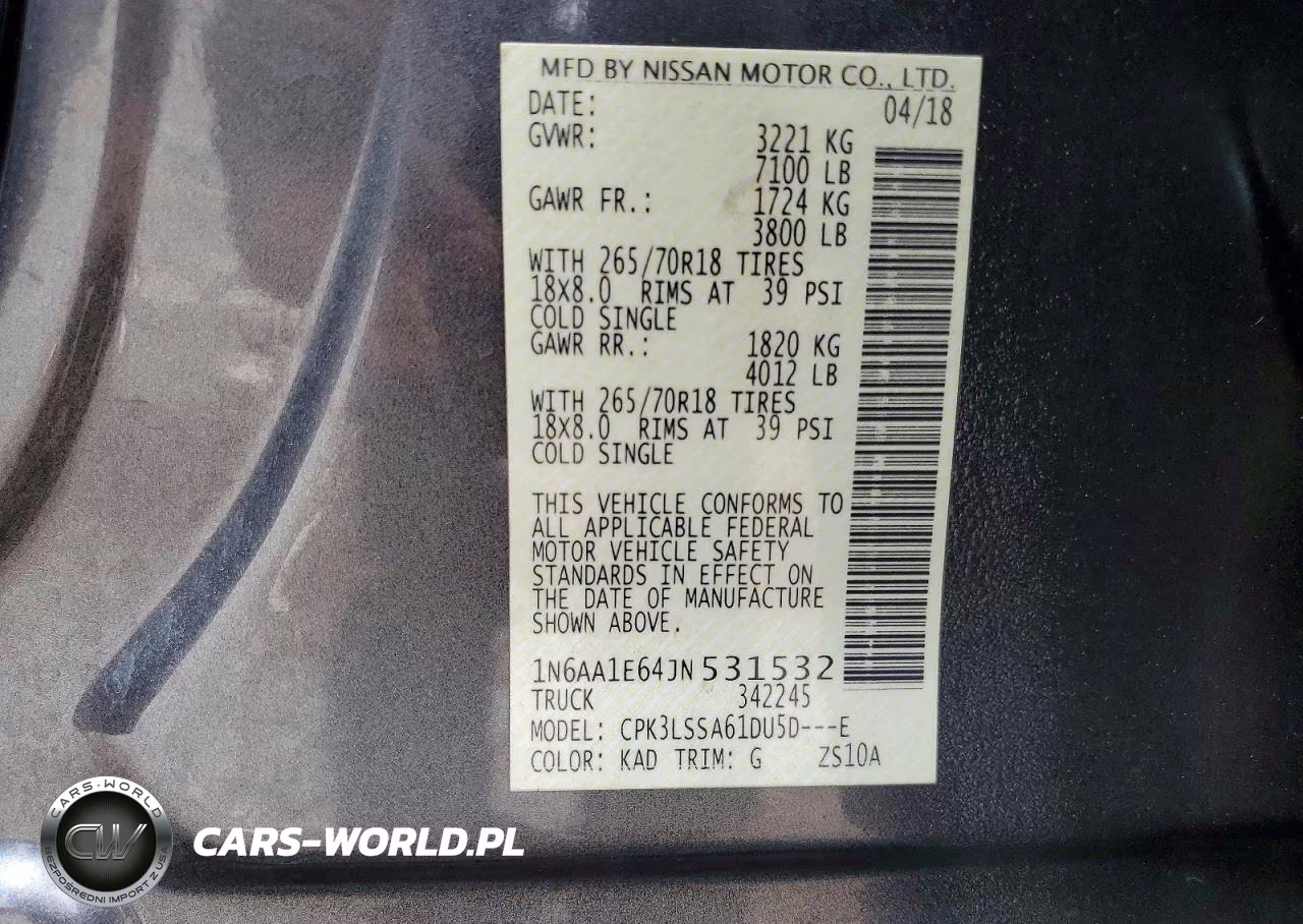 2018 Nissan Titan Sv VIN:1N6AA1E64JN531532 - 12