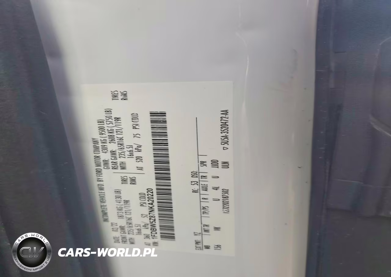 2022 Ford Transit Delivery Truck VIN:1FDBW5Z87NKA20220 - 12