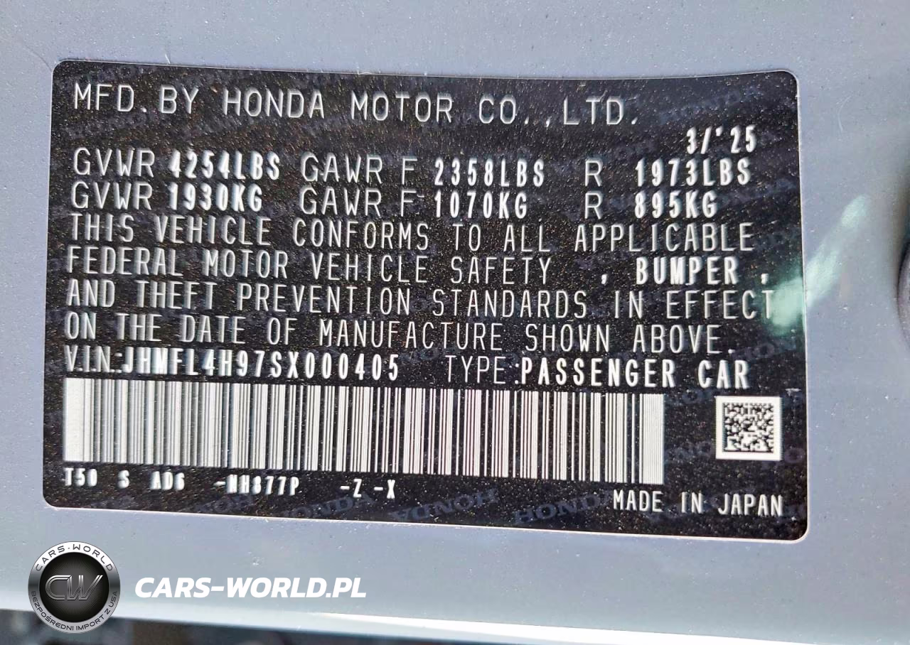 2025 Honda Civic Sport Touring VIN:JHMFL4H97SX000405 - 12