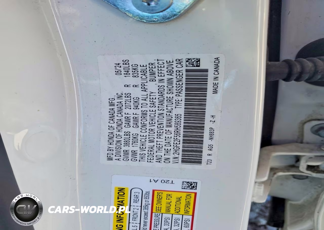 2024 Honda Civic Sport VIN:2HGFE2F56RH589365 - 13