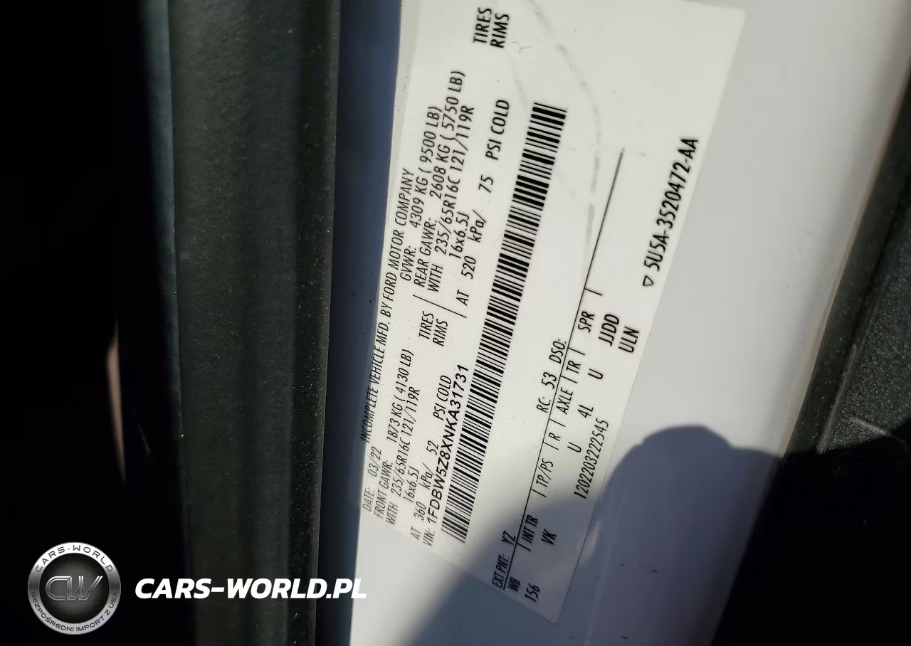 2022 Ford Transit Delivery Truck VIN:1FDBW5Z8XNKA31731 - 12