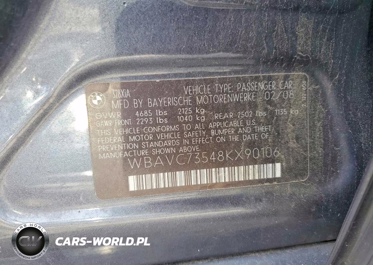 2008 BMW 328Xi VIN:WBAVC73548KX90106 - 12