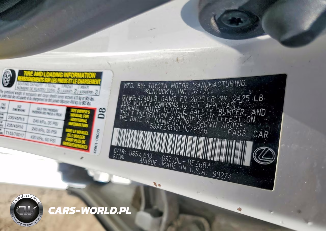 2020 Lexus Es 350 Luxury VIN:58AEZ1B16LU078176 - 12