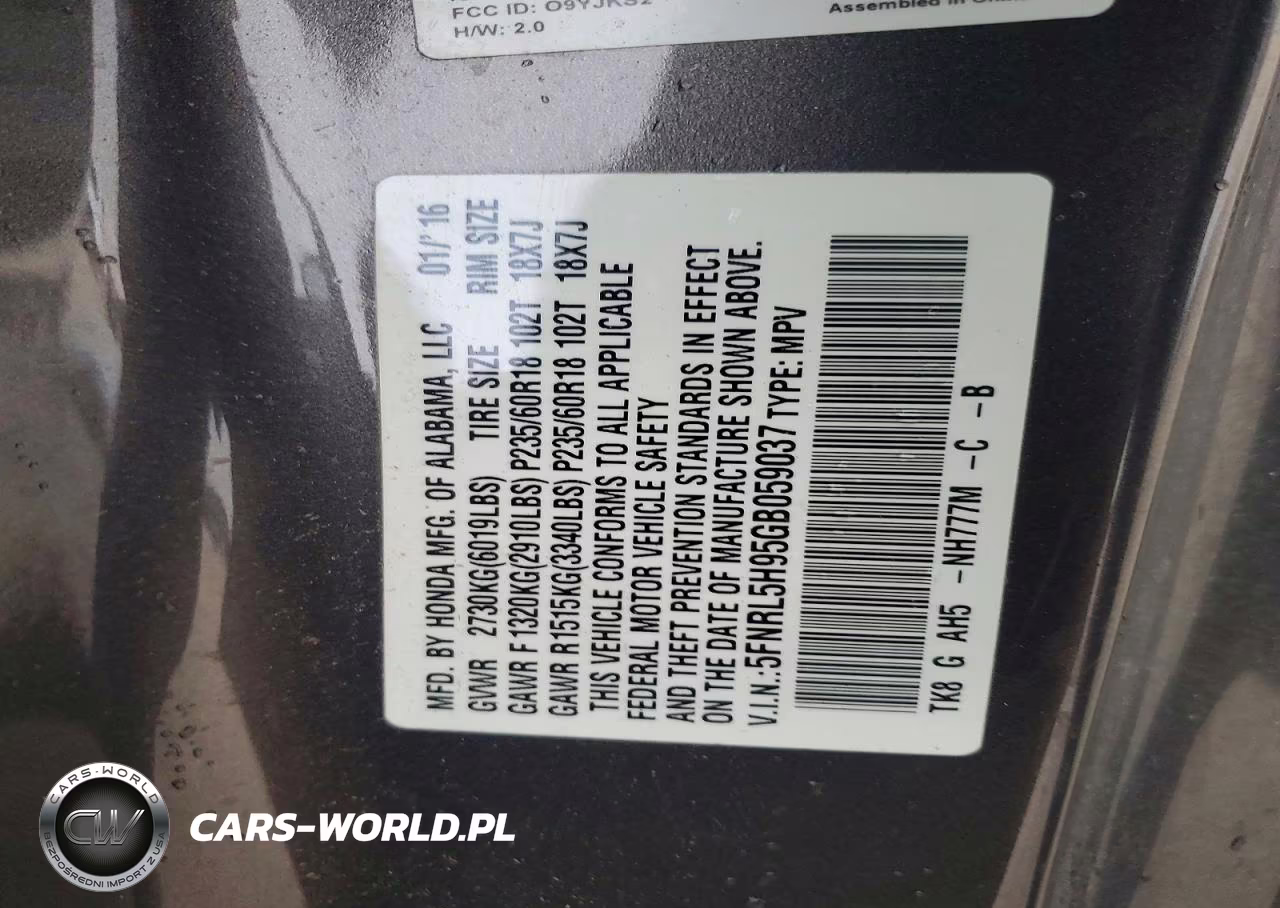 2016 Honda Odyssey Touring VIN:5FNRL5H95GB059037 - 13
