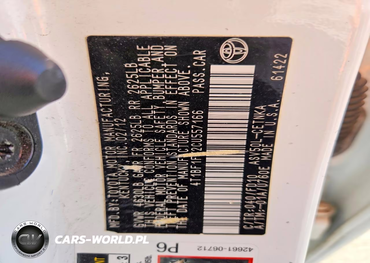 2012 Toyota Camry Le VIN:4T1BF1FK2CU557166 - 12