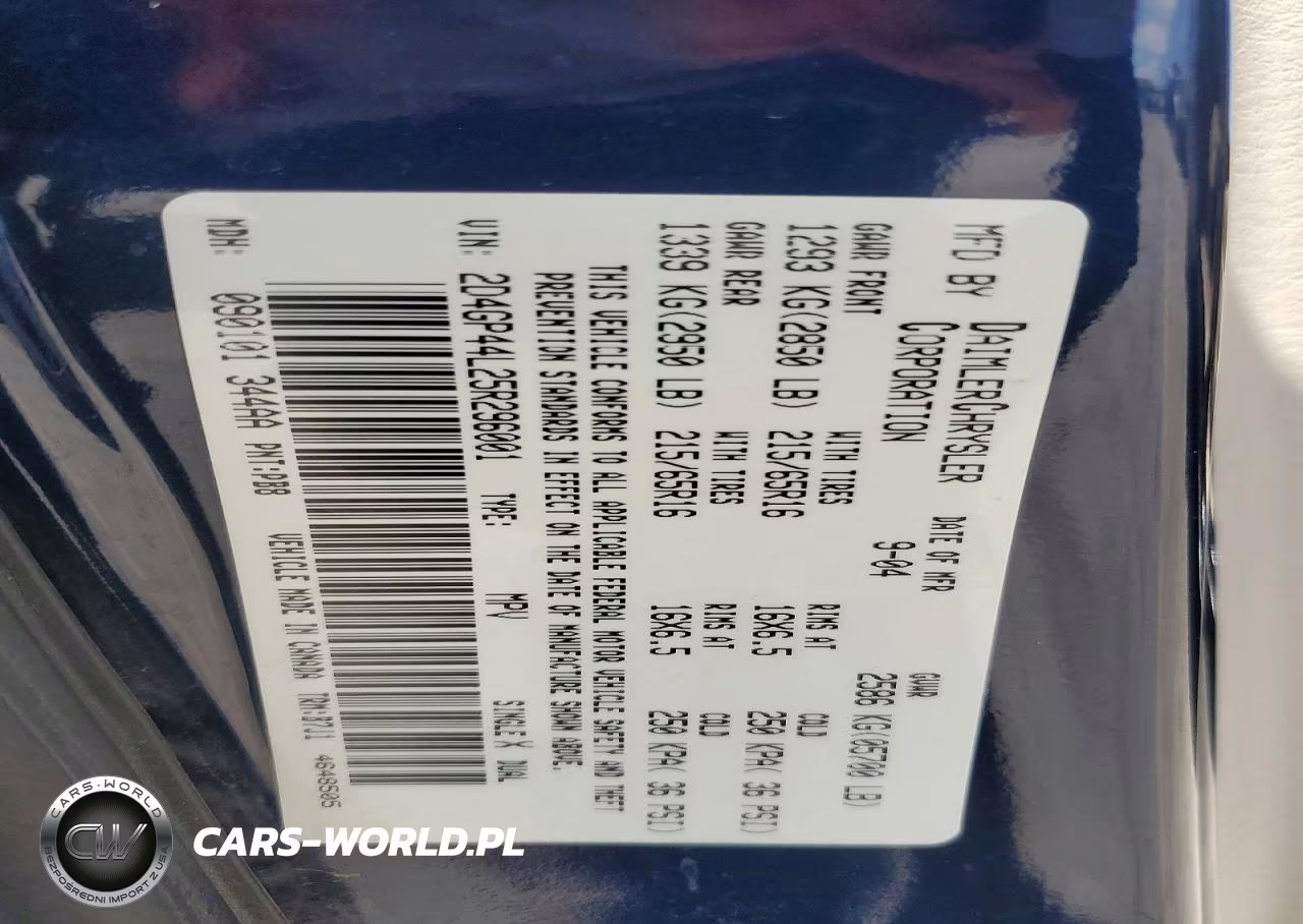 2005 Dodge Grand Caravan Sxt VIN:2D4GP44L25R296001 - 13