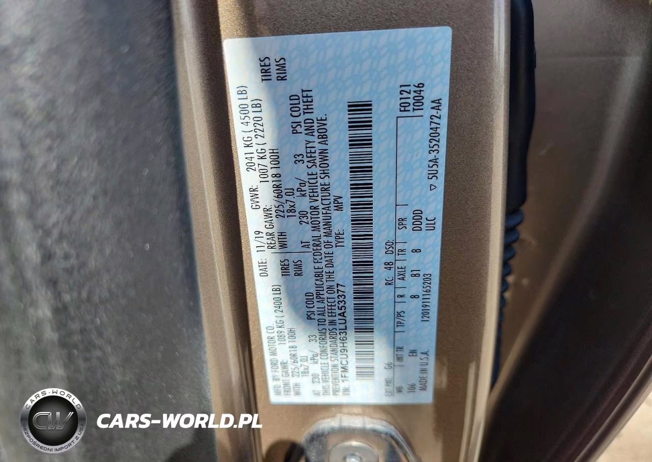 2020 Ford Escape Sel VIN:1FMCU9H63LUA53377 - 13