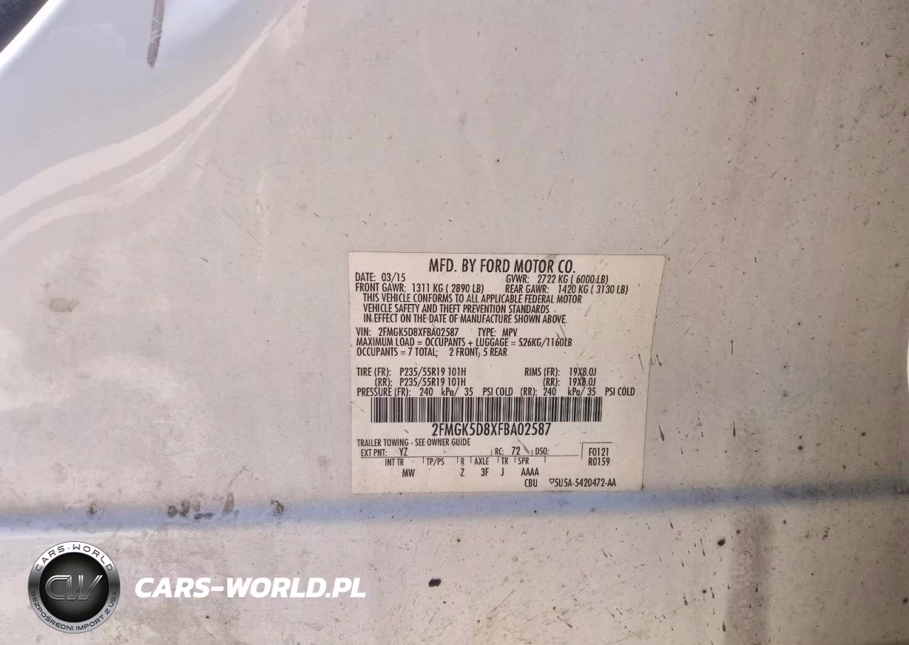 2015 Ford Flex Limited VIN:2FMGK5D8XFBA02587 - 5