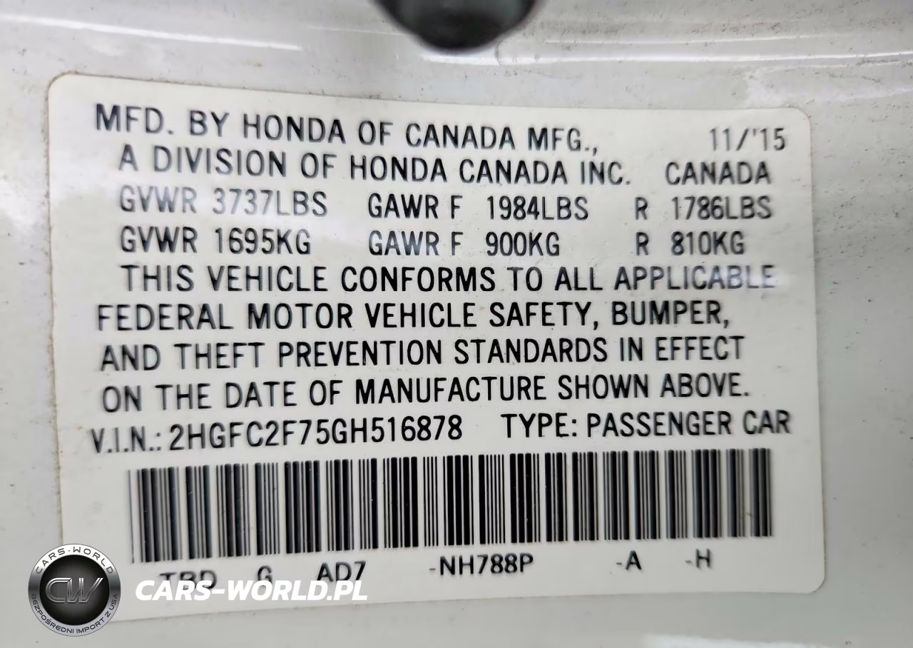 2016 Honda Civic Ex VIN:2HGFC2F75GH516878 - 13