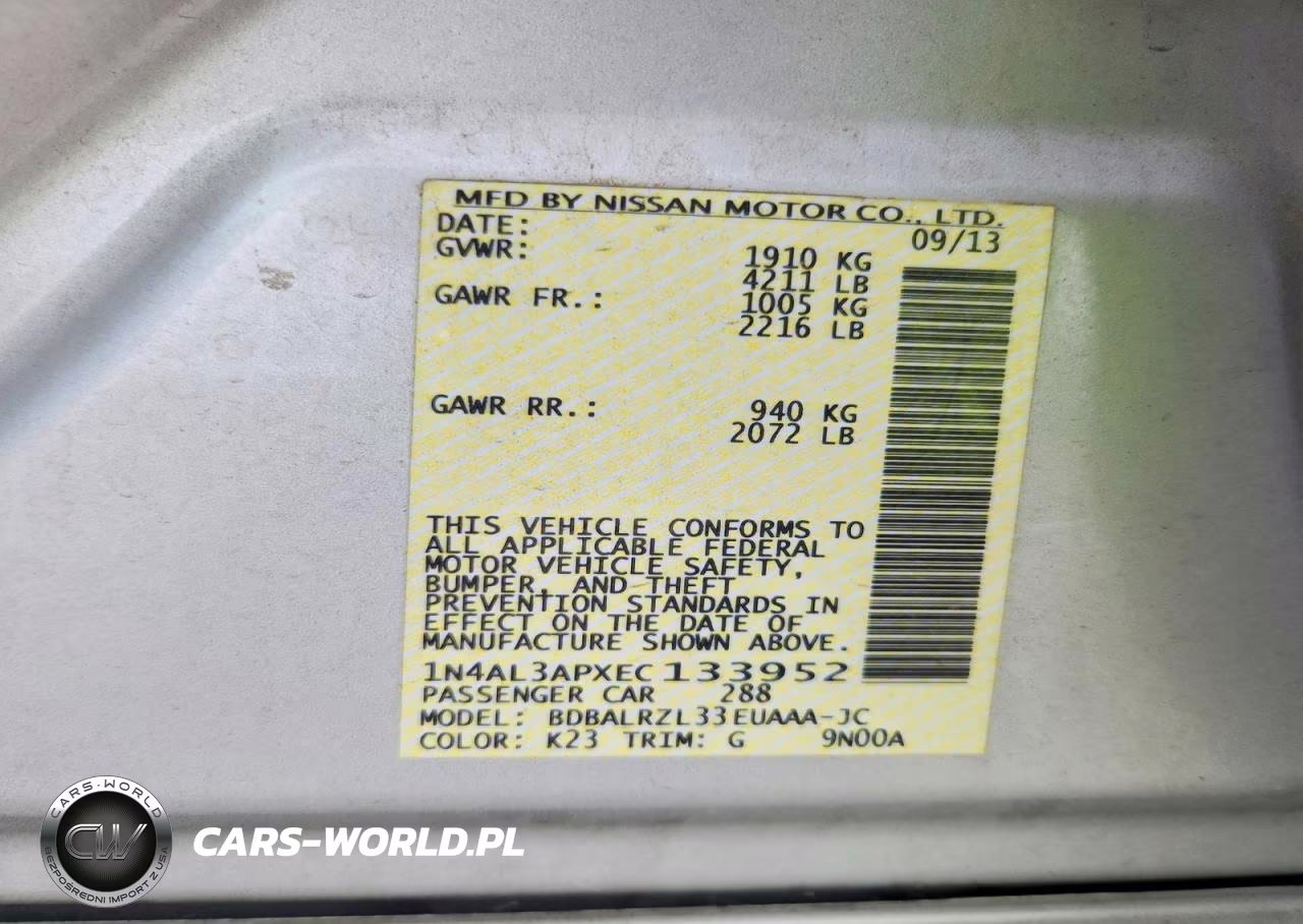 2014 Nissan Altima 2.5 S VIN:1N4AL3APXEC133952 - 12