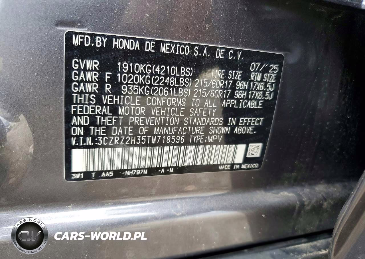 2026 Honda Hr-V Lx VIN:3CZRZ2H35TM718596 - 13
