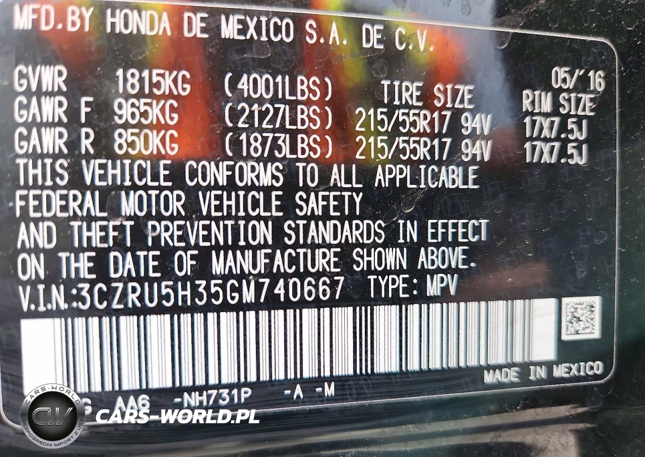 2016 Honda Hr-V Lx VIN:3CZRU5H35GM740667 - 14