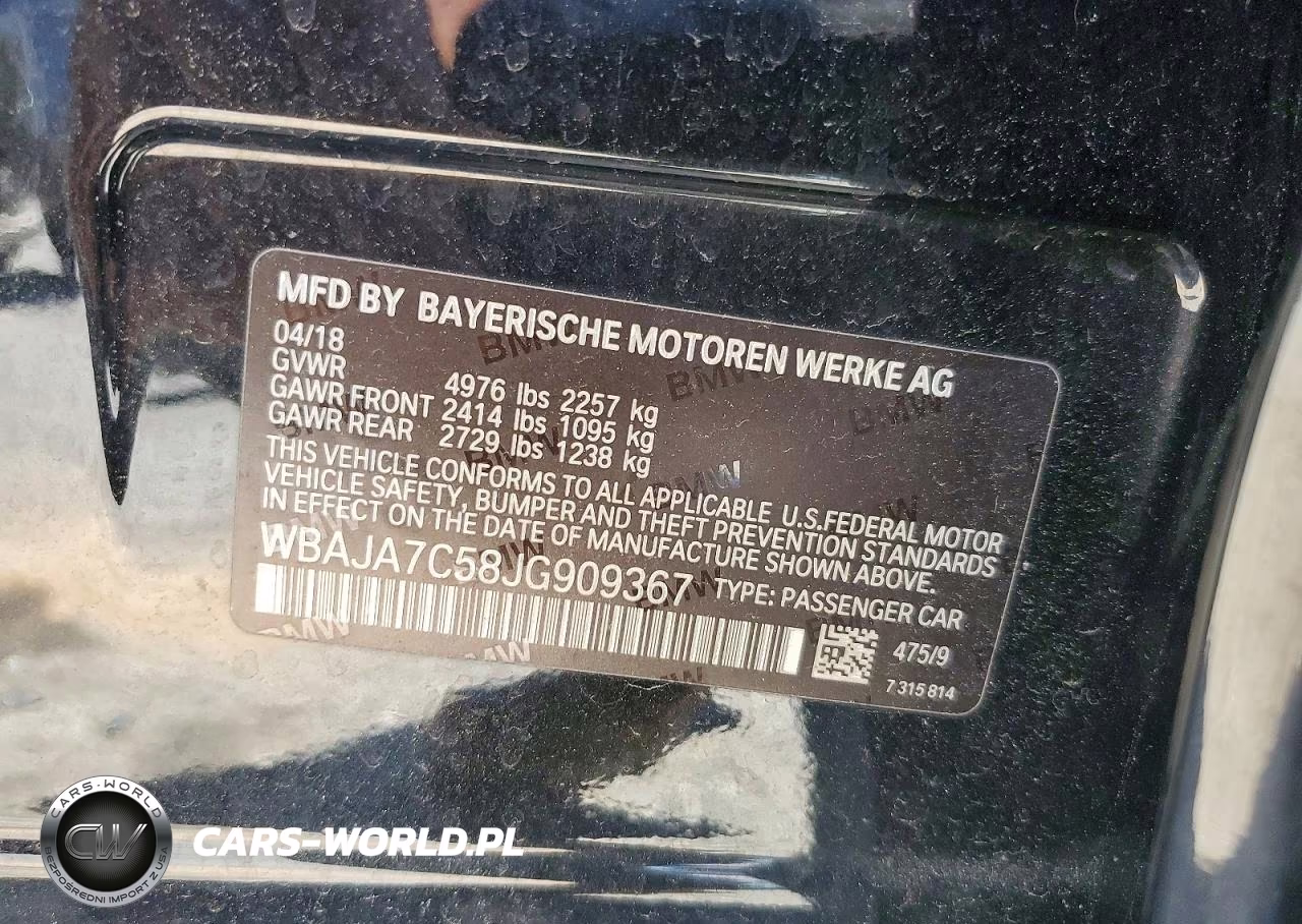 2018 BMW 530 Xi VIN:WBAJA7C58JG909367 - 12