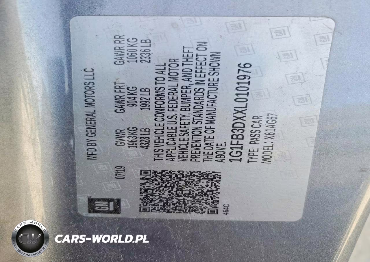 2020 Chevrolet Camaro Ls VIN:1G1FB3DXXL0101976 - 12
