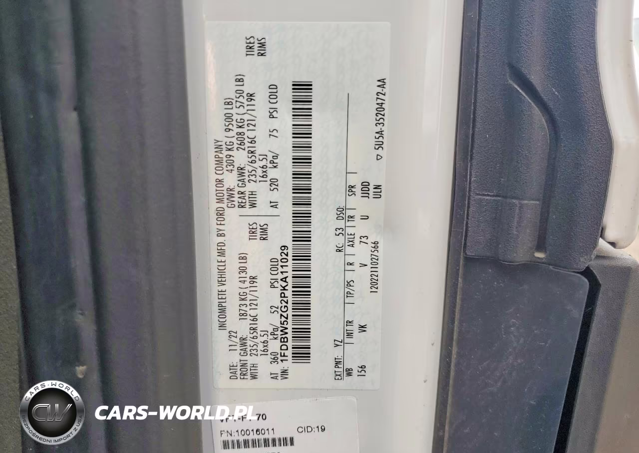2023 Ford Transit Delivery Truck VIN:1FDBW5ZG2PKA11029 - 12
