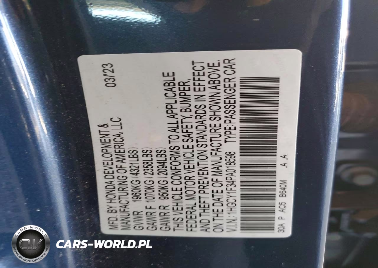 2023 Honda Accord Ex VIN:1HGCY1F34PA018598 - 12
