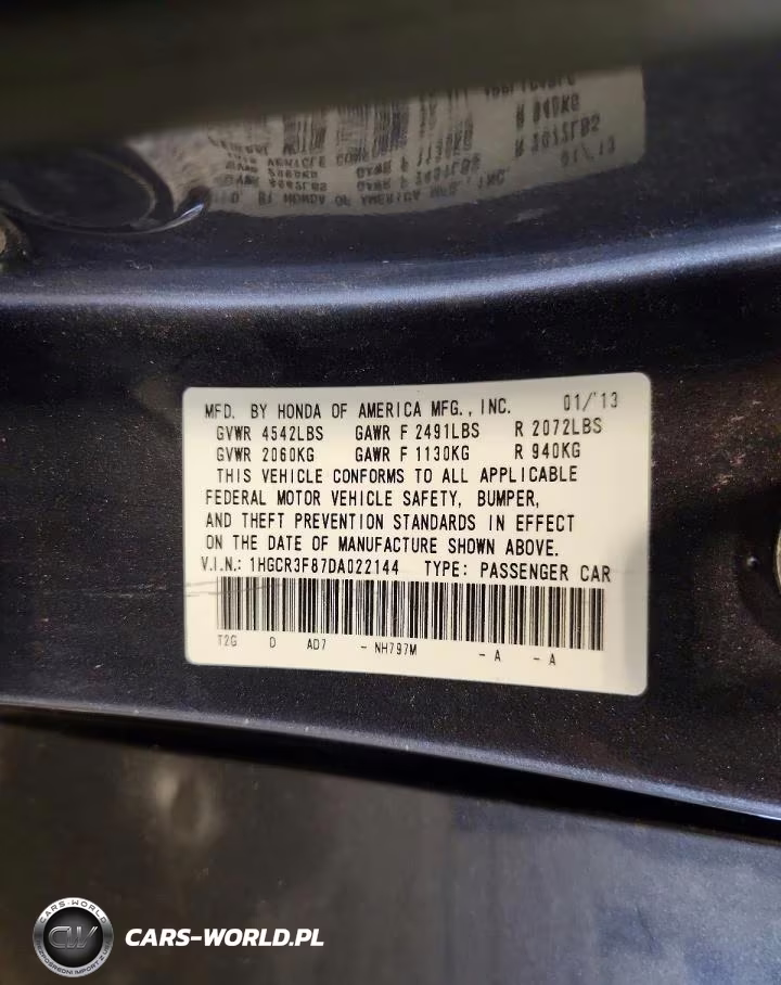 2013 Honda Accord Exl VIN:1HGCR3F87DA022144 - 13