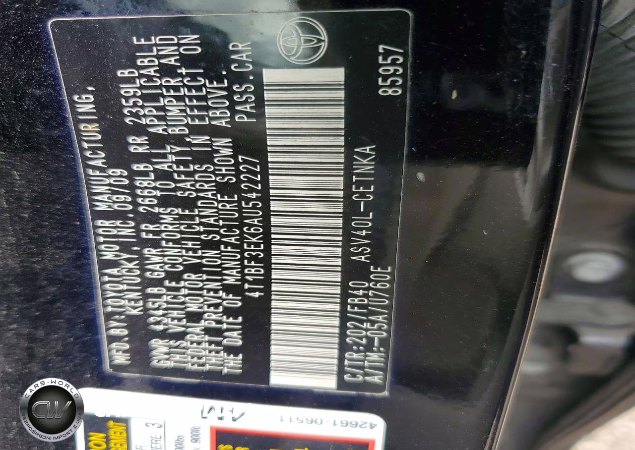 2010 Toyota Camry Le VIN:4T1BF3EK6AU542227 - 12
