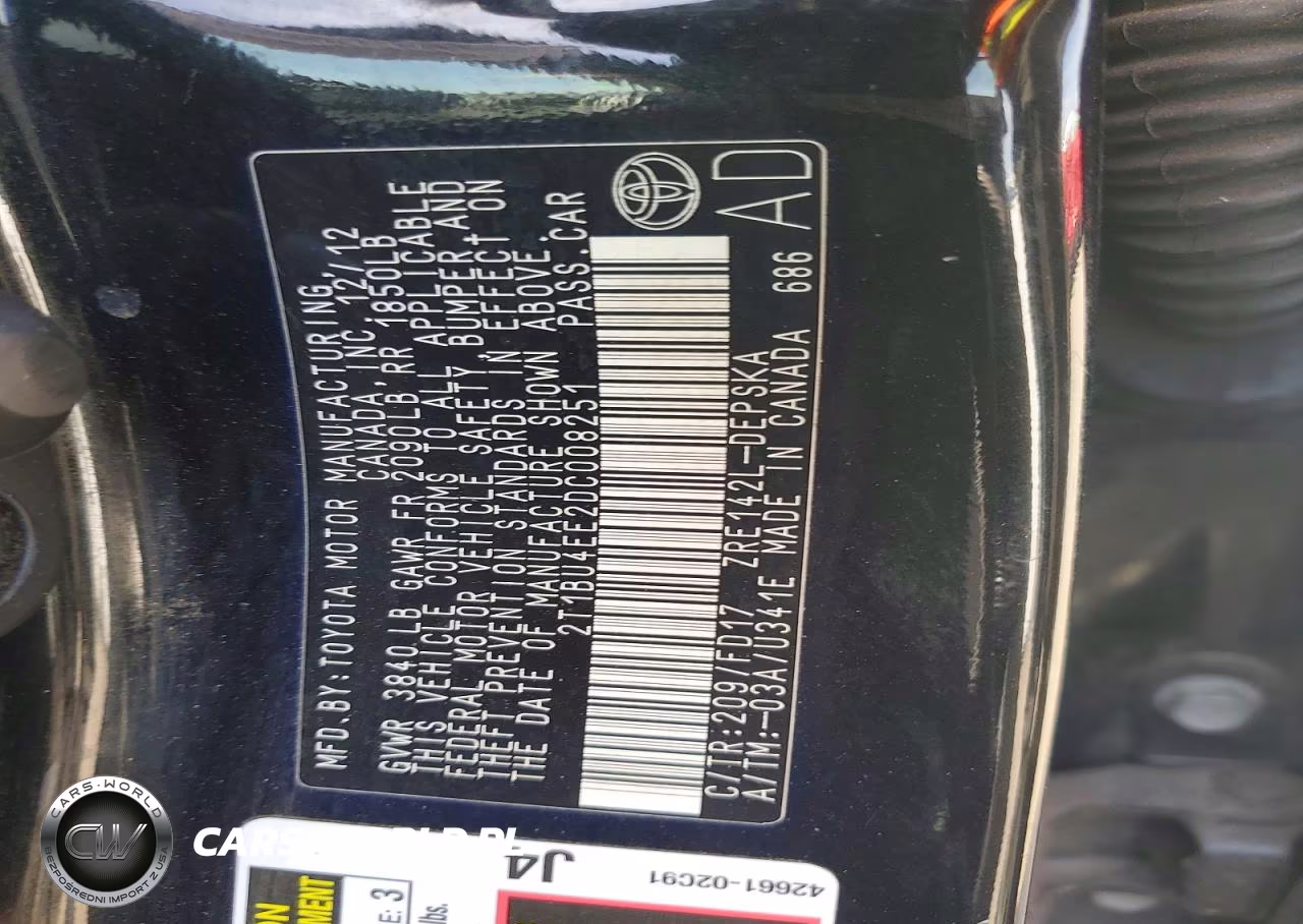 2013 Toyota Corolla S VIN:2T1BU4EE2DC008251 - 12