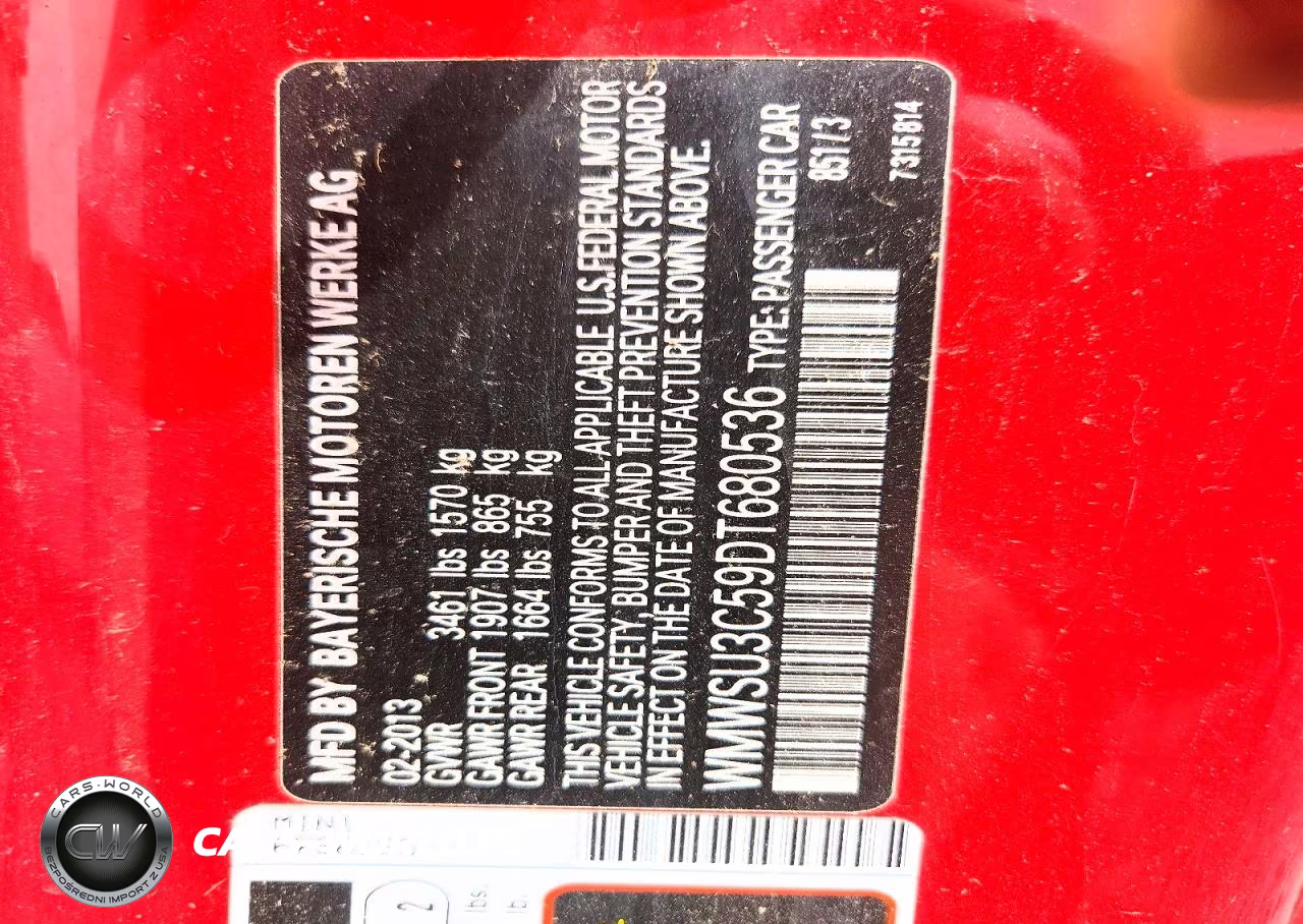 2013 Mini Cooper VIN:WMWSU3C59DT680536 - 12