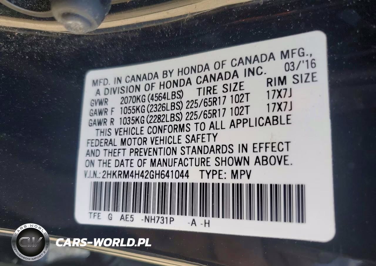 2016 Honda Cr-V Se VIN:2HKRM4H42GH641044 - 13