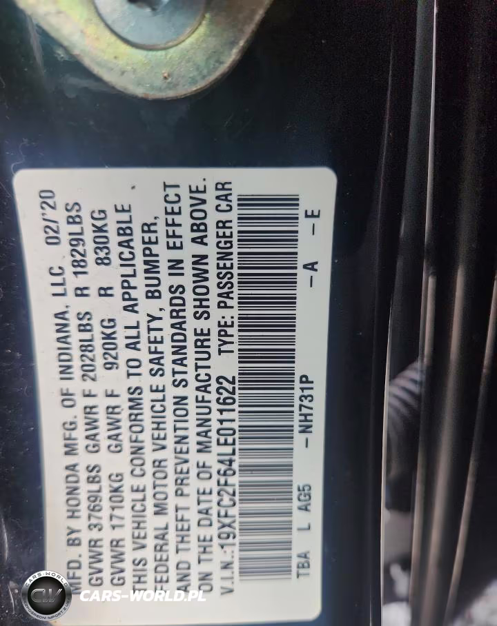 2020 Honda Civic Lx VIN:19XFC2F64LE011622 - 12