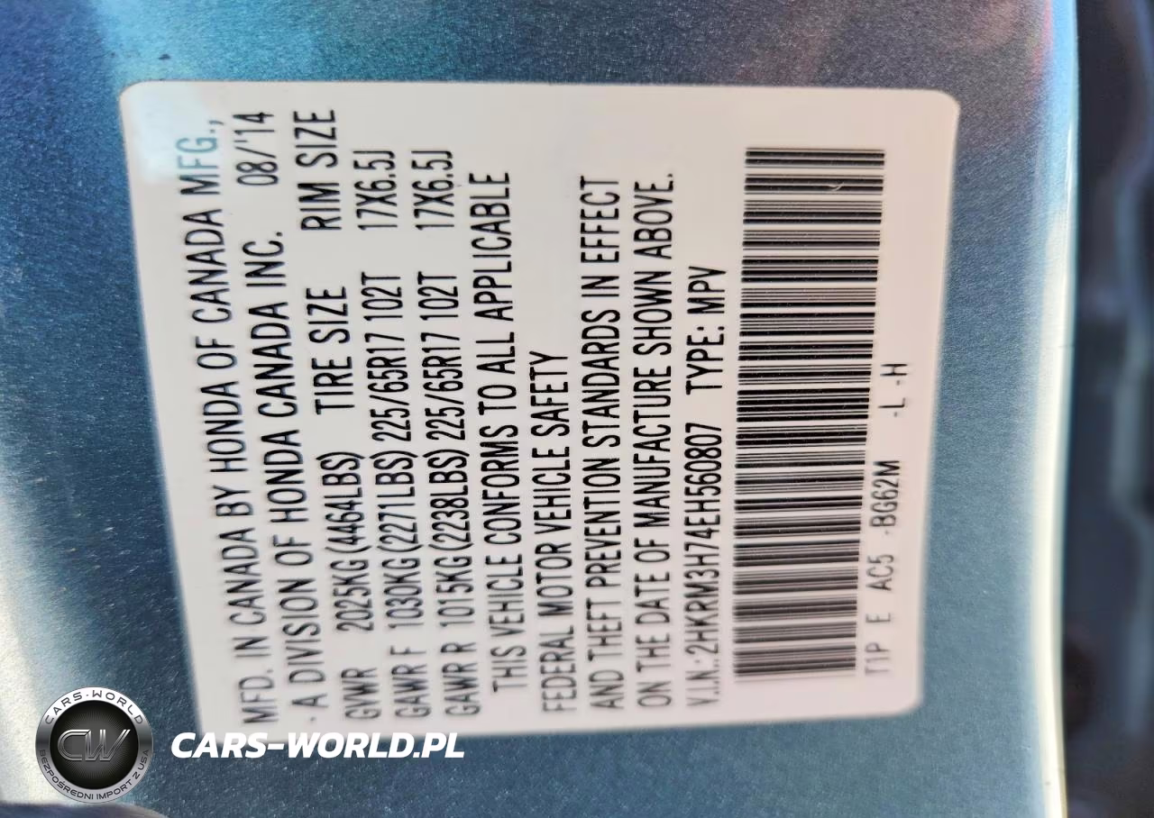 2014 Honda Cr-V Exl VIN:2HKRM3H74EH560807 - 13