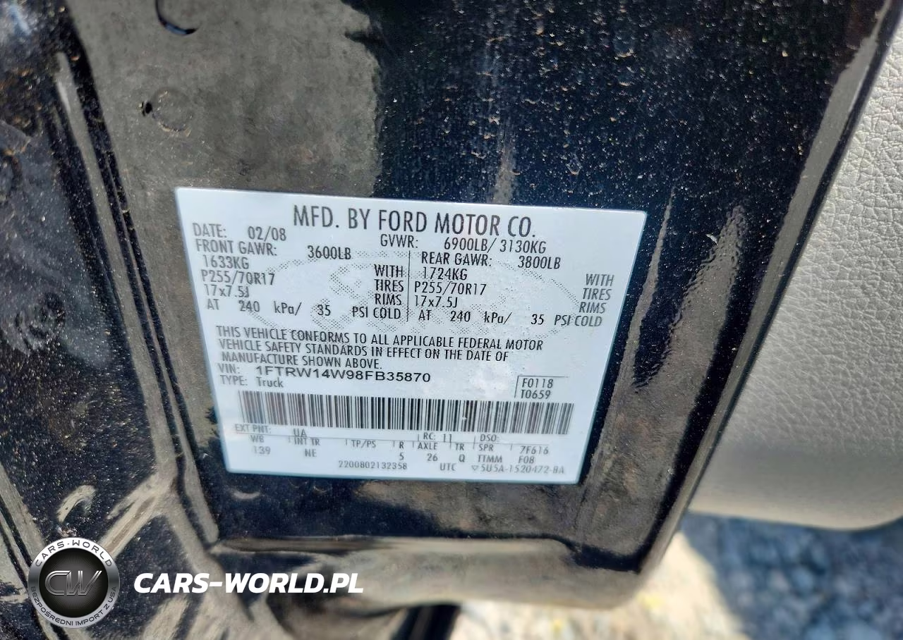 2008 Ford F150 Supercrew VIN:1FTRW14W98FB35870 - 12