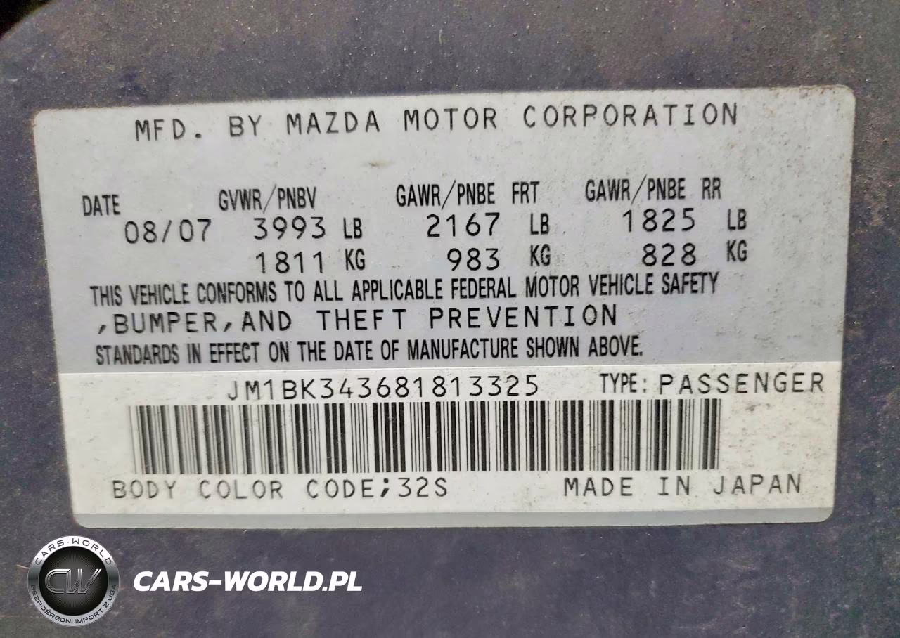 2008 Mazda 3 Hatchback VIN:JM1BK343681813325 - 12