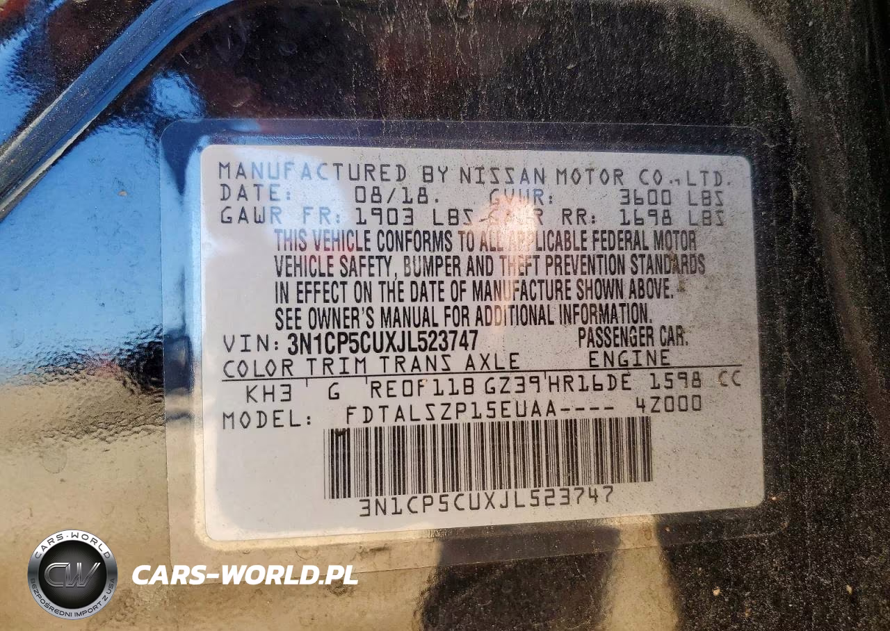2018 Nissan Kicks S VIN:3N1CP5CUXJL523747 - 12