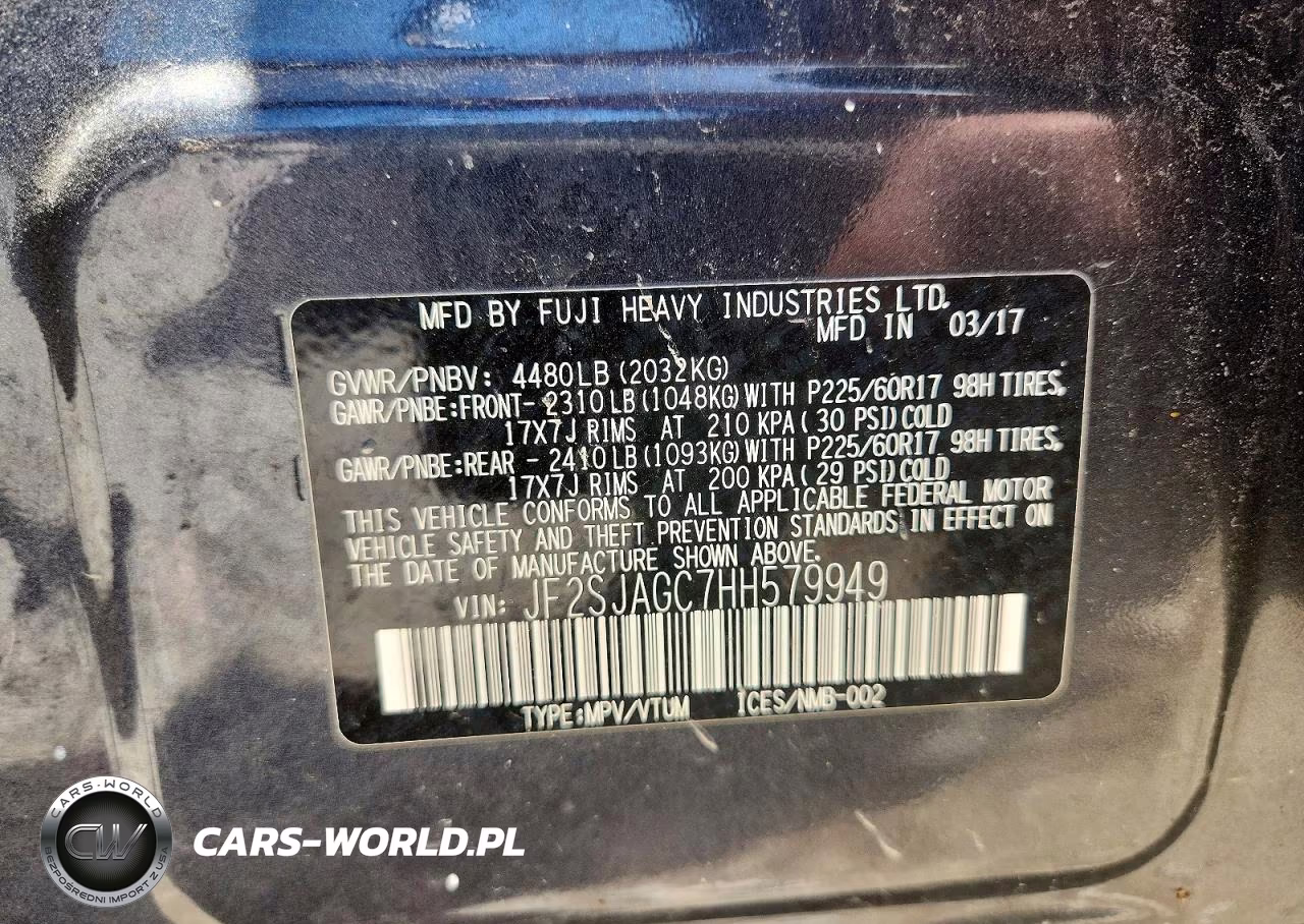 2017 Subaru Forester 2.5I Premium VIN:JF2SJAGC7HH579949 - 12