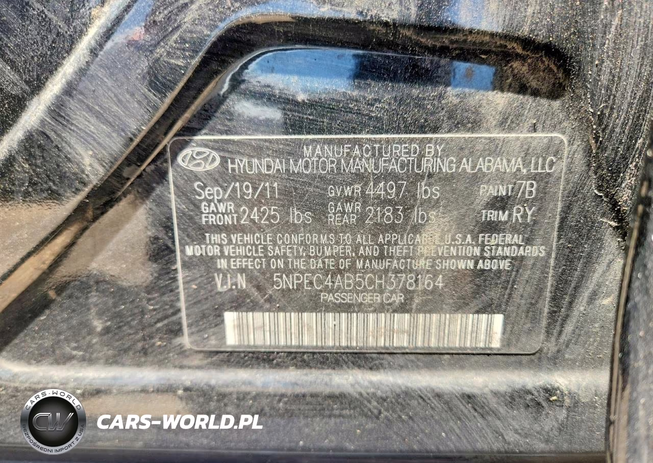 2012 Hyundai Sonata Limited 2.0T VIN:5NPEC4AB5CH378164 - 12