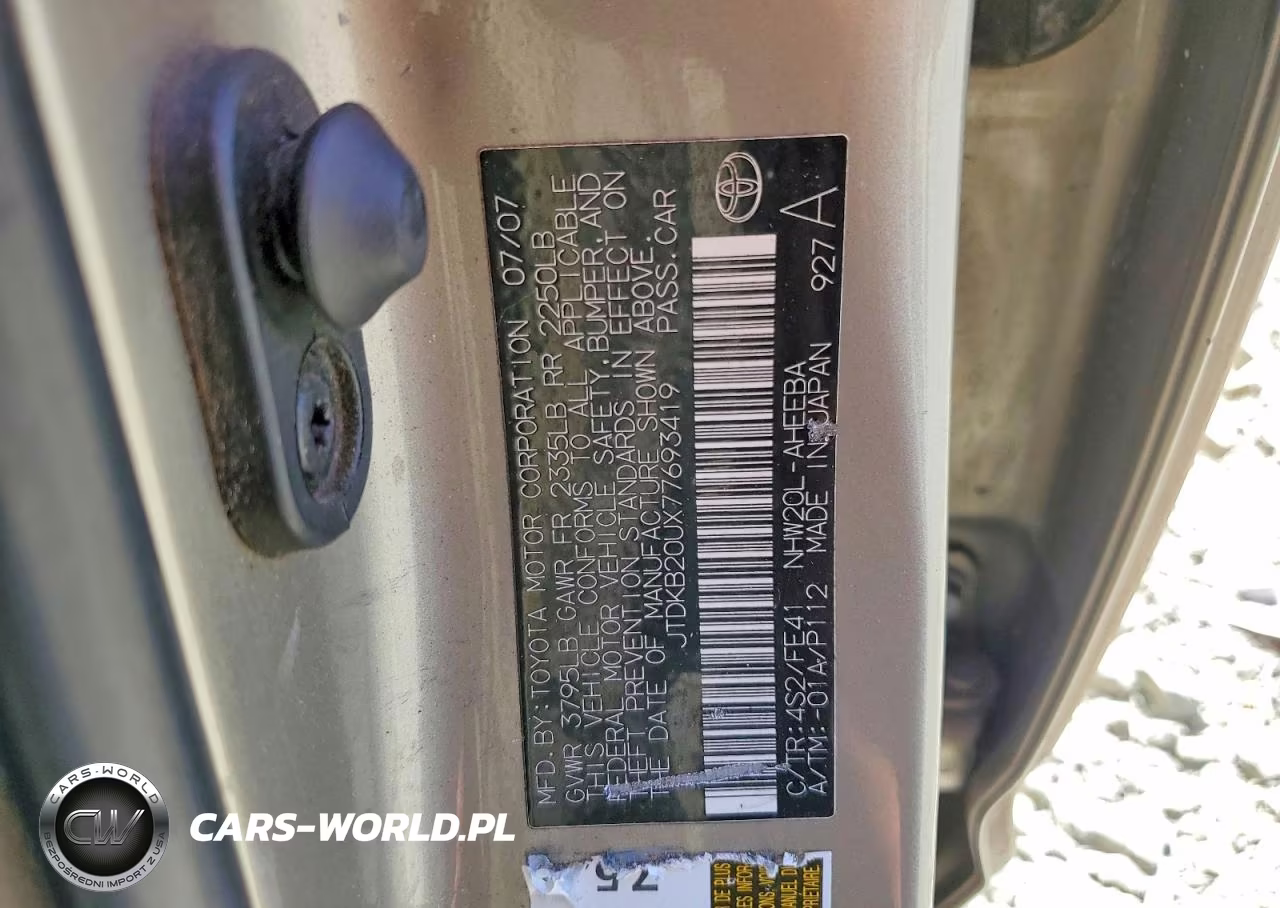 2007 Toyota Prius Base VIN:JTDKB20UX77693419 - 12
