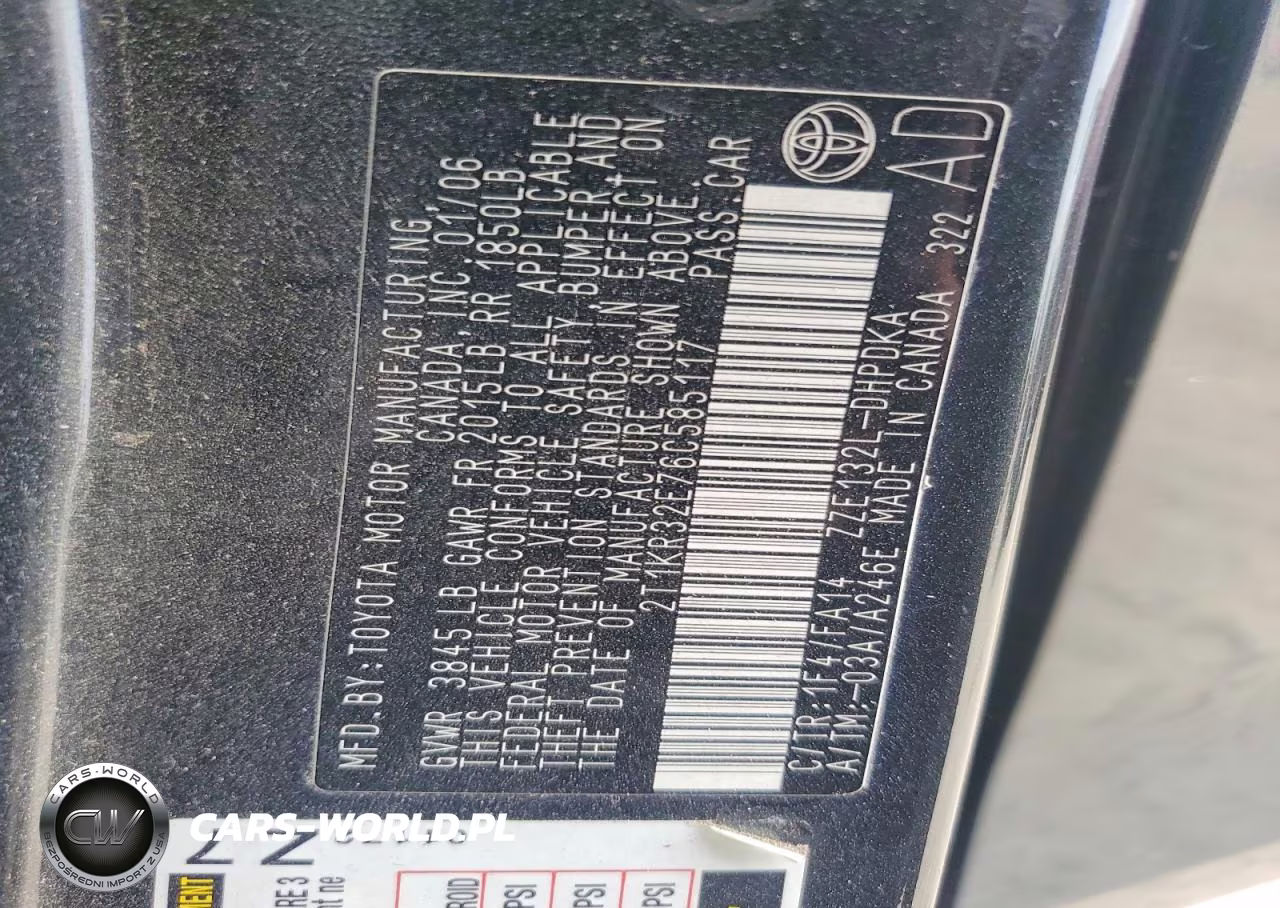 2006 Toyota Corolla Matrix Xr VIN:2T1KR32E76C585117 - 12