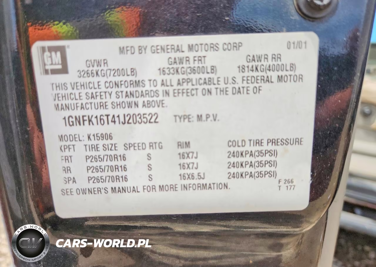 2001 Chevrolet Suburban K1500 VIN:1GNFK16T41J203522 - 13