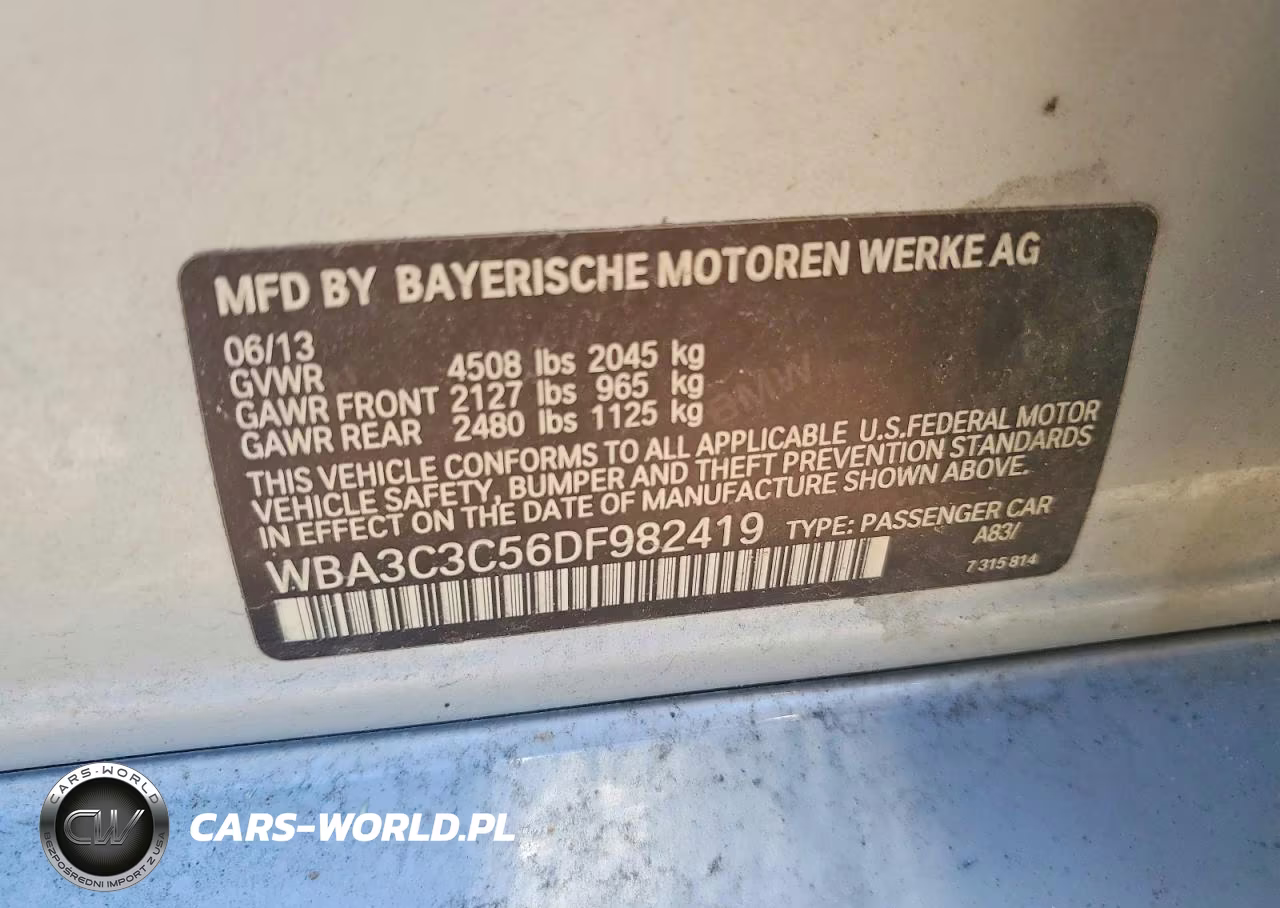 2013 BMW 320 I xDrive VIN:WBA3C3C56DF982419 - 12