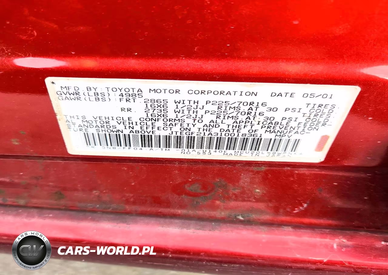2001 Toyota Highlander Base VIN:JTEGF21A310018361 - 13