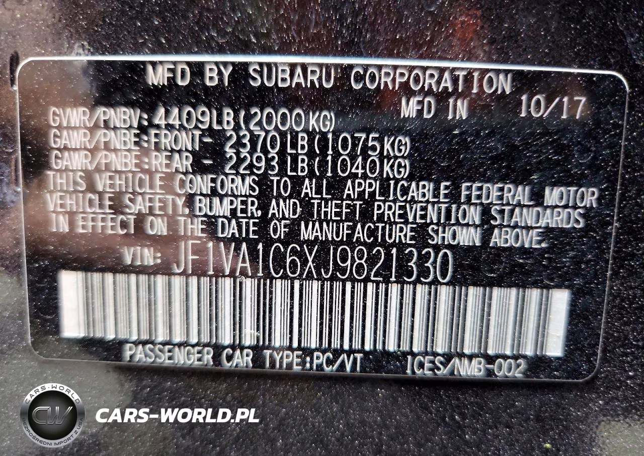 2018 Subaru Wrx Premium VIN:JF1VA1C6XJ9821330 - 12